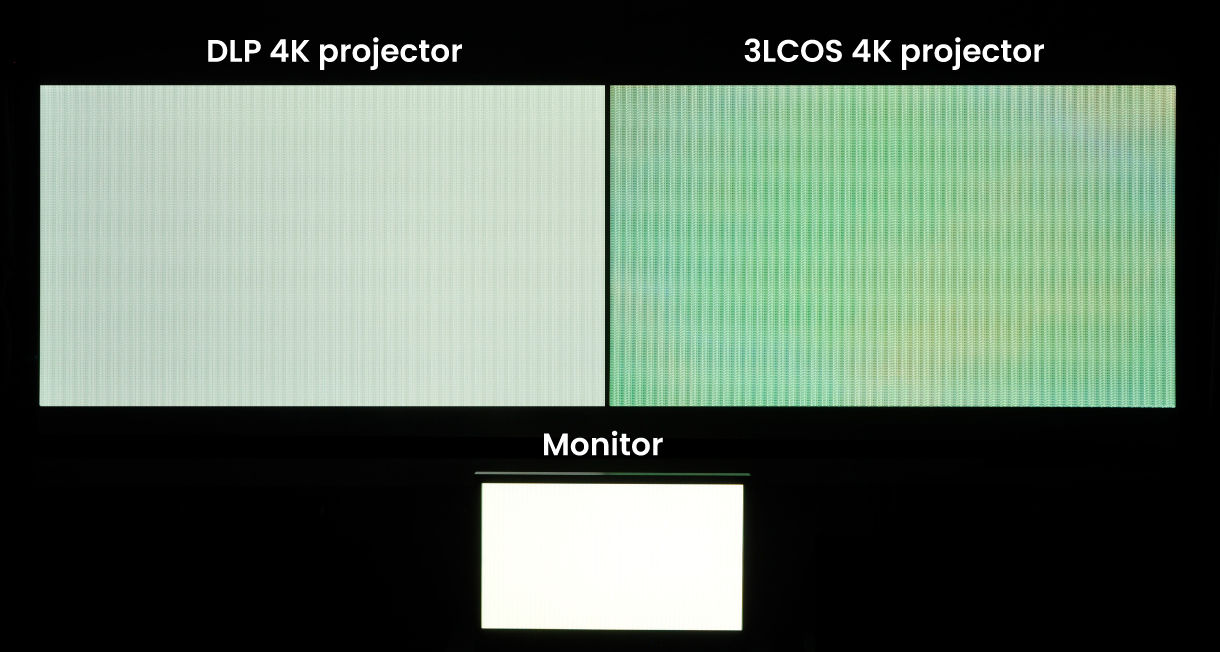 DLP 4K Projector: perfect image alignment vs.3LCOS 4K Projector: misalignment